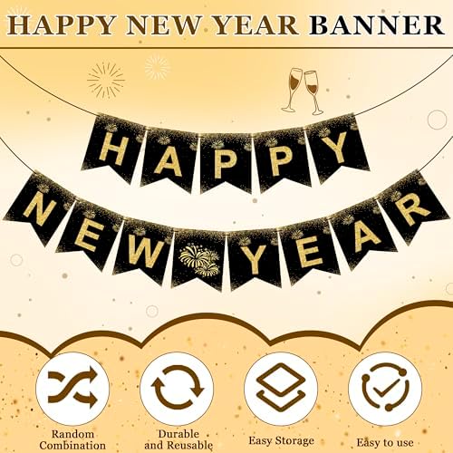 OHOME New Years Decorations 2027 - Happy New Year Banner - New Years Eve Party Supplies - Happy New Year Decorations 2027 Eve Decorations