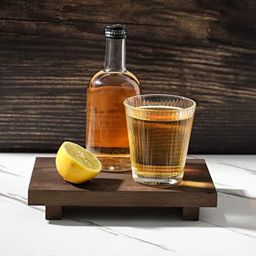 Bathroom Counter Organizer Wood Pedestal Stand Farmhouse Decorative Tray Soap / Walnut / 9 x 6 x 1.6