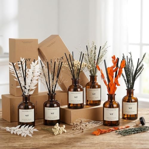 WEALD TRIBE Flower Reed Diffuser Set Lime & Citrus Scent for Bathroom Air Fresheners, Oil Diffuser Sticks | 4.0 fl oz