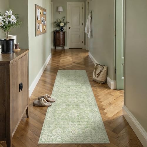 2x6 Green Neutral Runner Rug