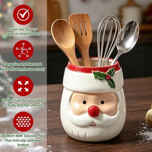 pinata Christmas Kitchen Decor, Christmas Santa Ceramic Utensils Holder