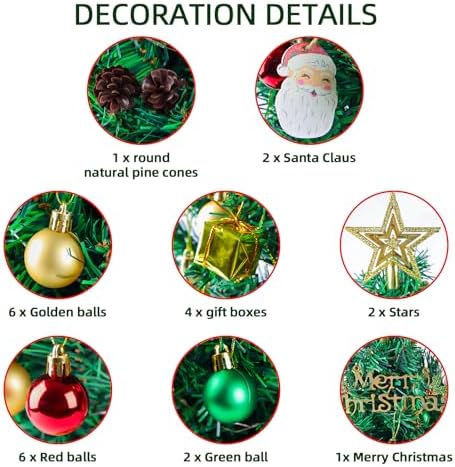 23 in Small Christmas Tree with Lights, Mini Tabletop Tree Desk Decor
