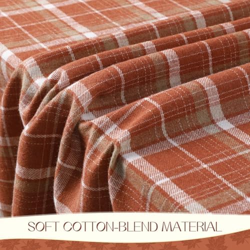 Romanstile Fall Checkered Tablecloth Rectangle, 52 x 70 Inch, Orange