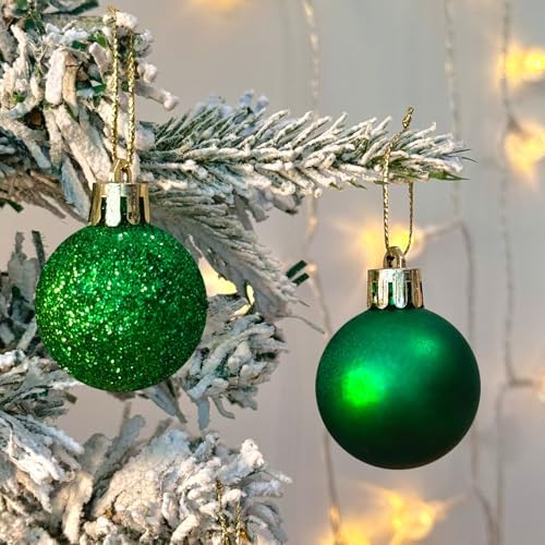 Emopeak 24 Count Grass Green Mini Christmas Balls Ornaments 1.57 Inch
