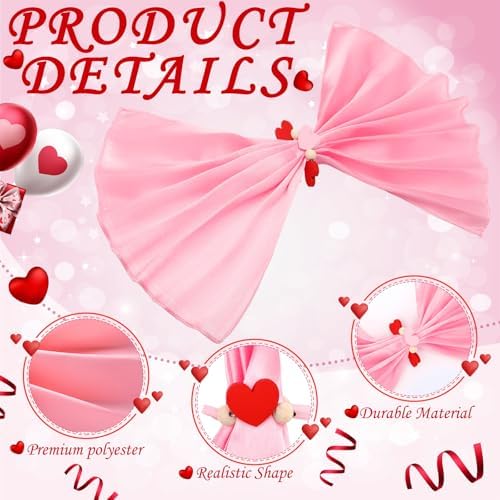 Qinyoung 8 Sets Valentine's Day Cloth Napkins and Heart Rings, Wooden Red Pink Napkins Rings Holders for Valentine's Day Wedding Anniversary Dinner Party Table Decoration