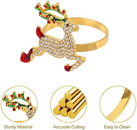 KPOSIYA Christmas Napkin Rings Set of 12 for Holiday Table Decor, Gold