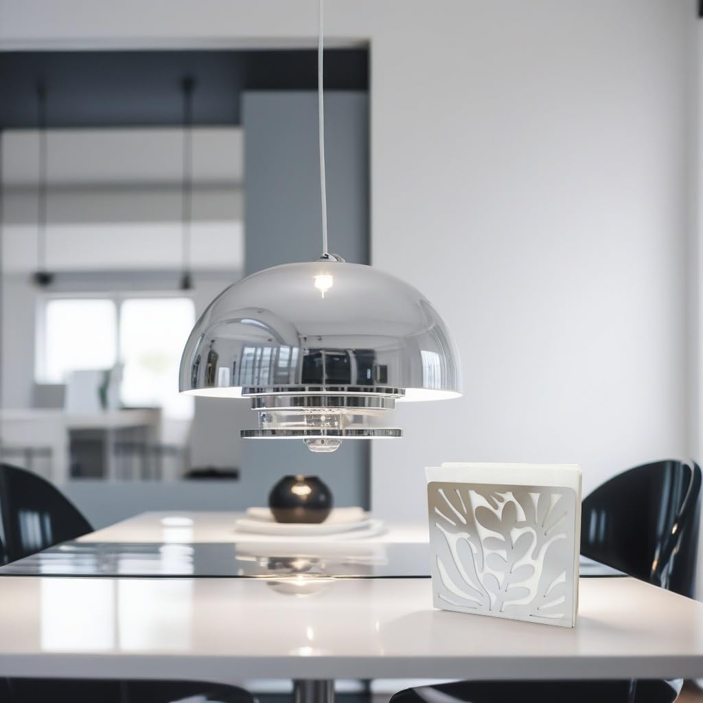 Stainless Steel Modern Art Leaves Silhouette Tabletop Napkin Holder / Silver