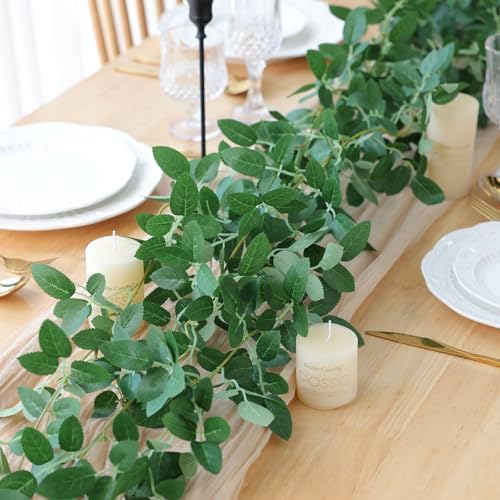Mizii 2 Strands Artificial Vines Garland 68" Fake Vine with Small Green Leaves Silk Rose Leaf Faux Hanging Plants Greenery Decorations for Bedroom Room Table Centerpieces Wedding Decor (Rose Leaves)