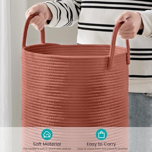 YOUDENOVA Cotton Rope Laundry Hamper Basket, 58L Blanket Basket for Nursery