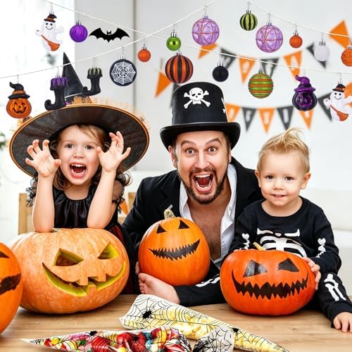 Halloween Ball Ornaments Set, Halloween Tree Decorations, 50 Pack