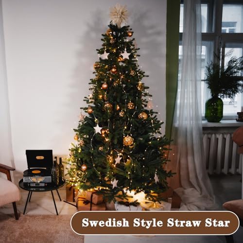 Lineshading Straw Star Tree Topper 10x12 Scandinavian Snowflake,Classic