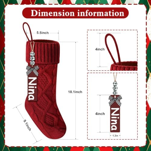 Christmas Stockings 18 Inches,Long Knitted Stocking with Name Tags
