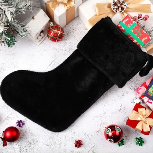 12 Pcs Christmas Stocking 18" Plush,Black