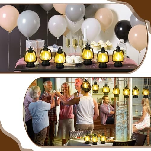 Ferraycle 12 Pcs Mini Lanterns Bulk 6 Inch Black Lamp Table Centerpieces