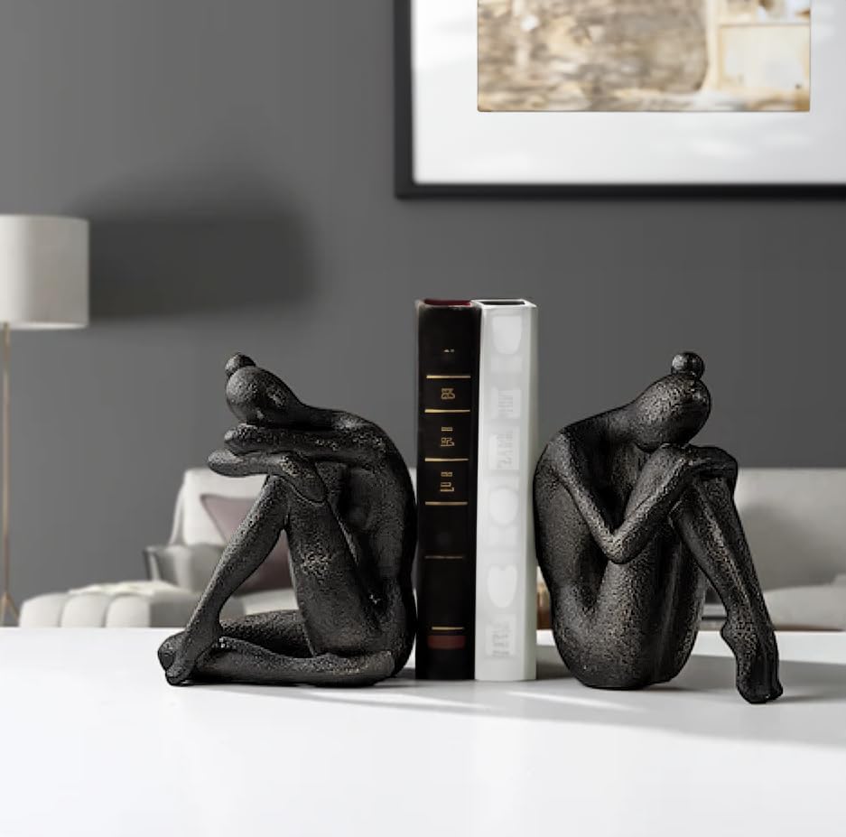Book Stoppers / Yoga-Style Decorative Bookends / Black
