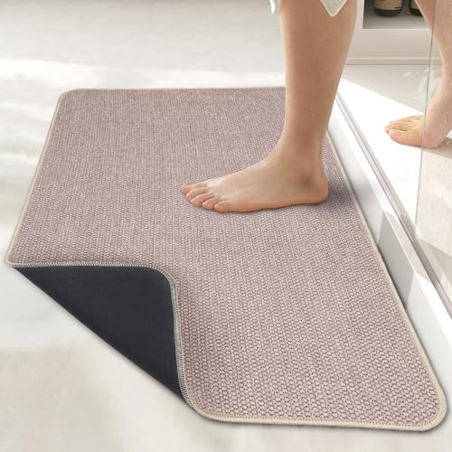 Bosap Bath Mat,Ultra Thin Bathroom Runner Rugs,Large Bath Mats for Bathroom,Quick Dry,Non-Slip,Machine Washable,Low