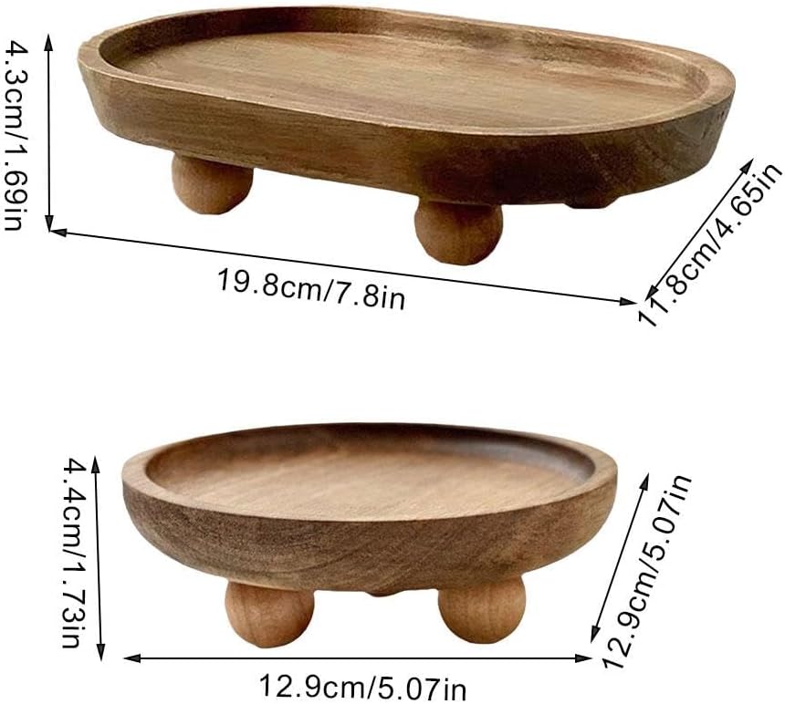 Wood Pedestal Stand for Farmhouse Tabletop Entry Table Centerpieces Decor / Circle / 7 Inch