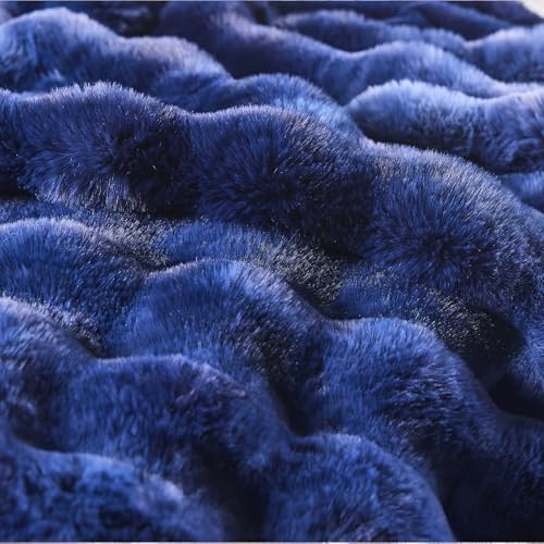 BENVWE Fluffy Faux Fur Throw Blanket for Couch, Soft Plush Thick Cozy Fuzzy Luxury Minky Bubble Blanket for Home Living