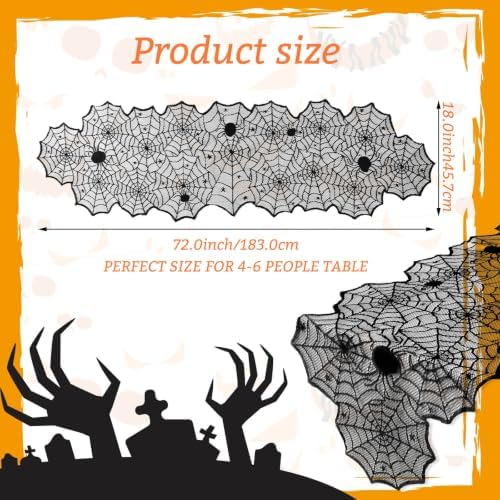2 PCS Halloween Decorations Table Runner with Black Lace Spider Web 72 Inch