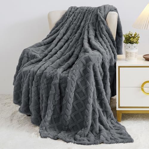 Aganear Fleece Throw Blanket for Bed Couch 90"x90" Grey