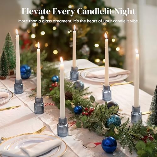 Glasseam Taper Candle Holders Bulk 20Pcs Small Candlestick for Coastal Decor