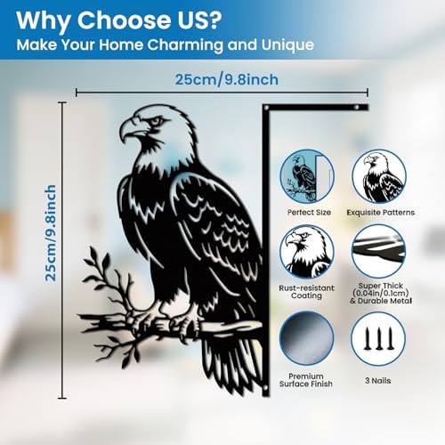 CUTHOLLOW Sharp and Fierce Eagle Door Topper Sign Metal Wall Art Decor