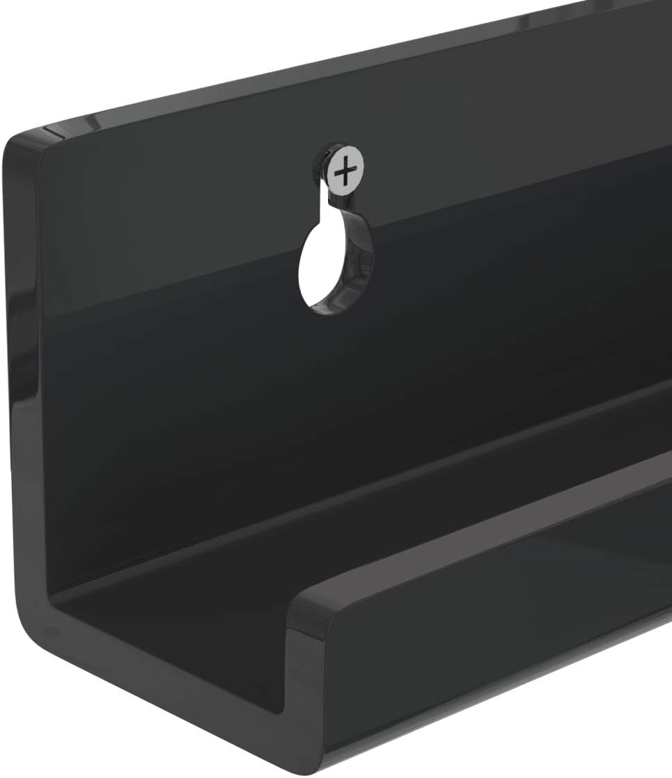 NIUBEE Vinyl Record Shelf Wall Mount, Vinyl Holder Wall, 6 Pack, Black | 12inch Acrylic Record Vinyl Shelves Display