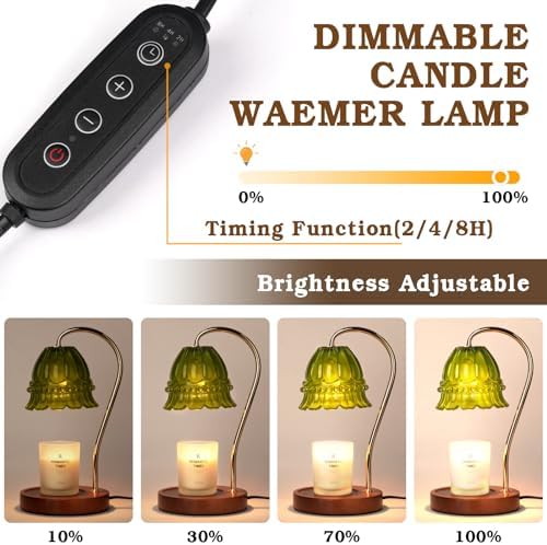 Funistree Flower Candle Warmer Lamp with Timer, Dimmable Candle Lamp Warmer, Christmas Birthday Gifts for Women Mom