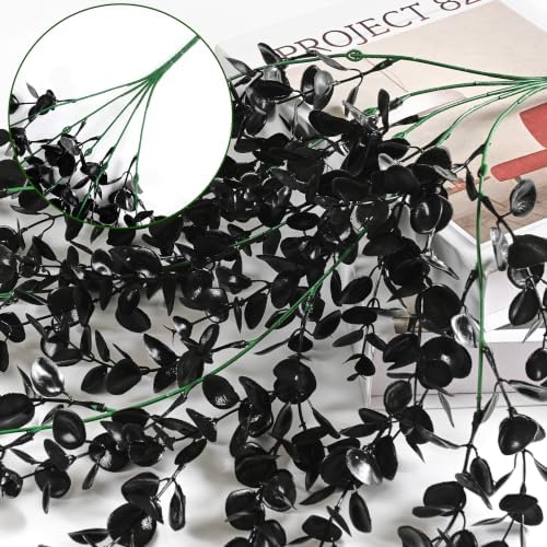 Waipfaru 4Pcs Artificial Hanging Plants, Black Halloween Wall Decor