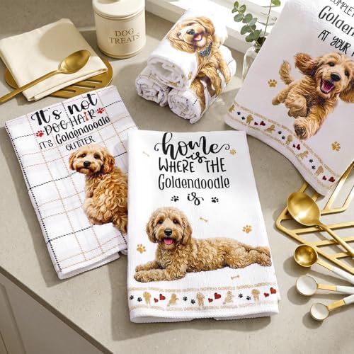 Redbaker 6 Pcs Goldendoodle Kitchen Towels Dish Towel Gifts for Dog Lovers