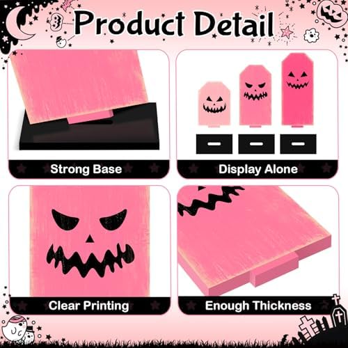Britimes Halloween Ghost Tray Decor Sign, 3 Pack, Wooden, Table Signs