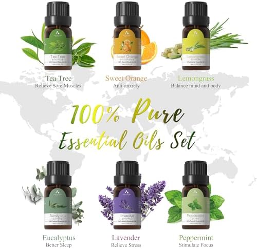 ASAKUKI Oil Diffuser with Essential Oils Set, 500ml Aromatherapy Humidifier