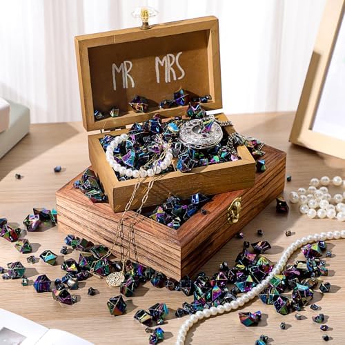 Syhood 570 Pcs Iridescent Black Acrylic Gems Halloween Plastic Crystals