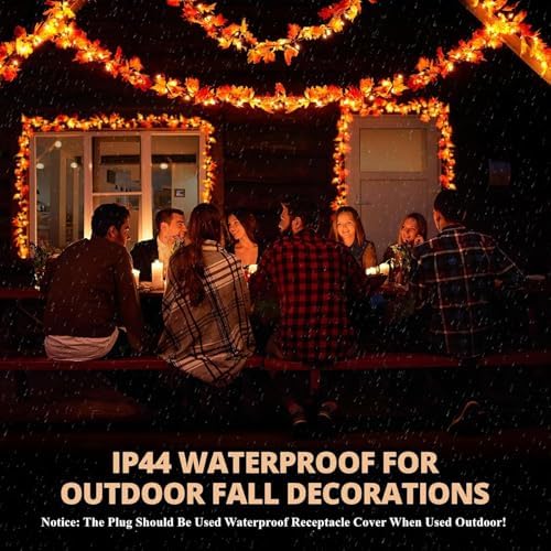 Fall Decorations for Home 9FT Plug in Fall Lights with 50 Orange Incandescent Bulbs UL Certified Connectable Lighted