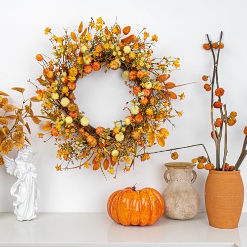 22 Inches Fall Wreath Fall Wreaths for Front Door Autumn Wreath