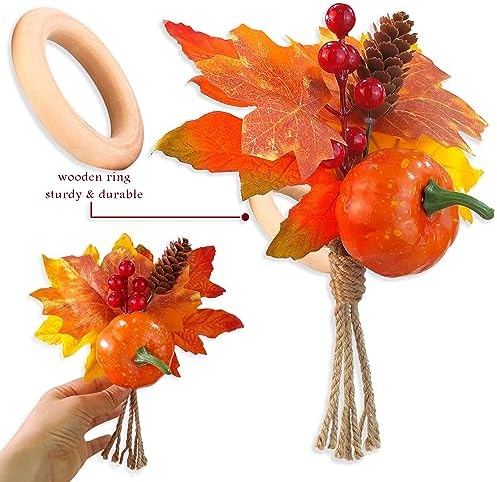 4PCS Fall Napkin Rings Pumpkin Napkin Rings Holder Maple Leaves Table Decor