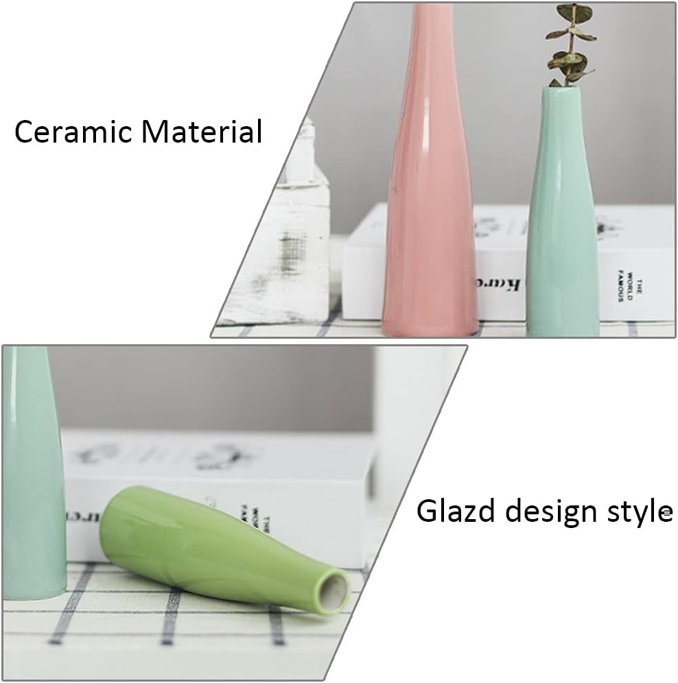 Small Ceramic Vase Flower Bud Vases Modern Minimalist Vase Mini Table Floral Vase / Pink / Set of 2