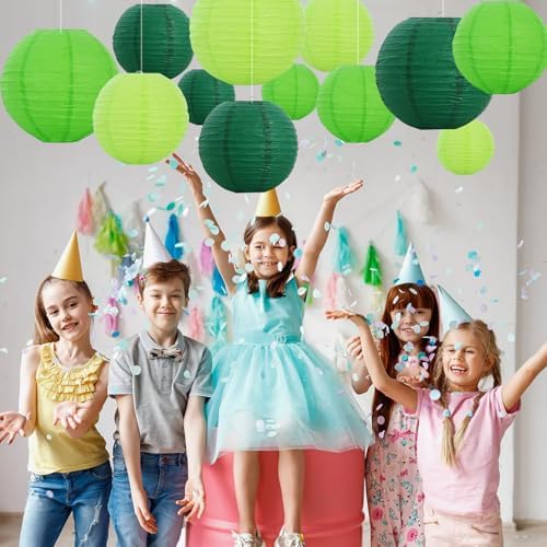 BEISHIDA Green Mix Paper Lanterns 12Pcs 6/8/10/12 Inch Round Chinese Lamp