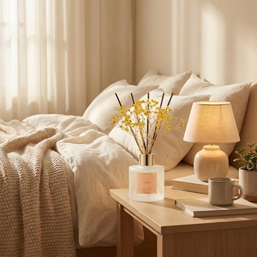 Cocorrína Reed Diffuser - Warm Vanilla Scented Diffuser with 8 Sticks Home Fragrance Reed Diffuser for Bathroom Shelf