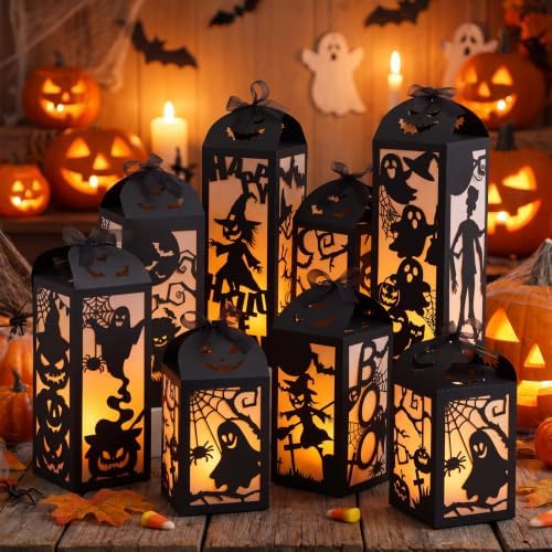 8 Sets Halloween Centerpiece Table Decorations Light up Paper Lantern Box