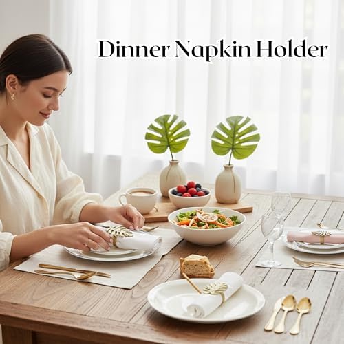 Alpha Living Home Metal Napkin Rings, Antique Gold, 12-Pack