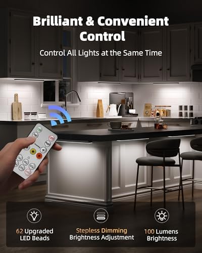 EZVALO 13inch Under Cabinet Lighting, 3200mAh Rechargeable Wireless Motion Sensor Lights, 96 LEDs, 3 Color Temps