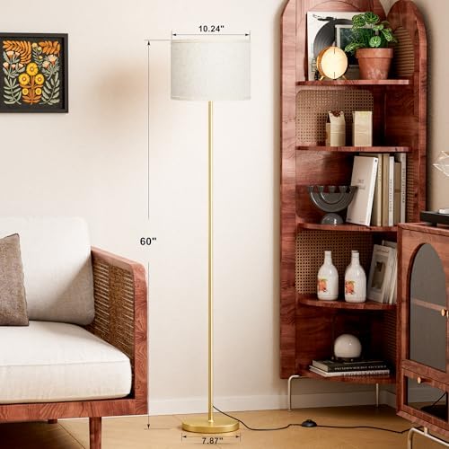 Ambimall 60'' Modern Floor Lamp with Shade, Tall Lamps for Living Room, Bedroom, Office, Dining Room, Beige Shade with