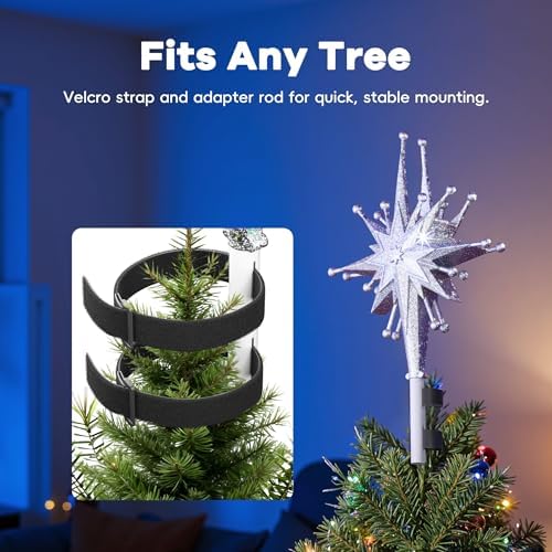 DG-Direct Christmas Tree Topper with Wide Coverage Light, Frosted Silver