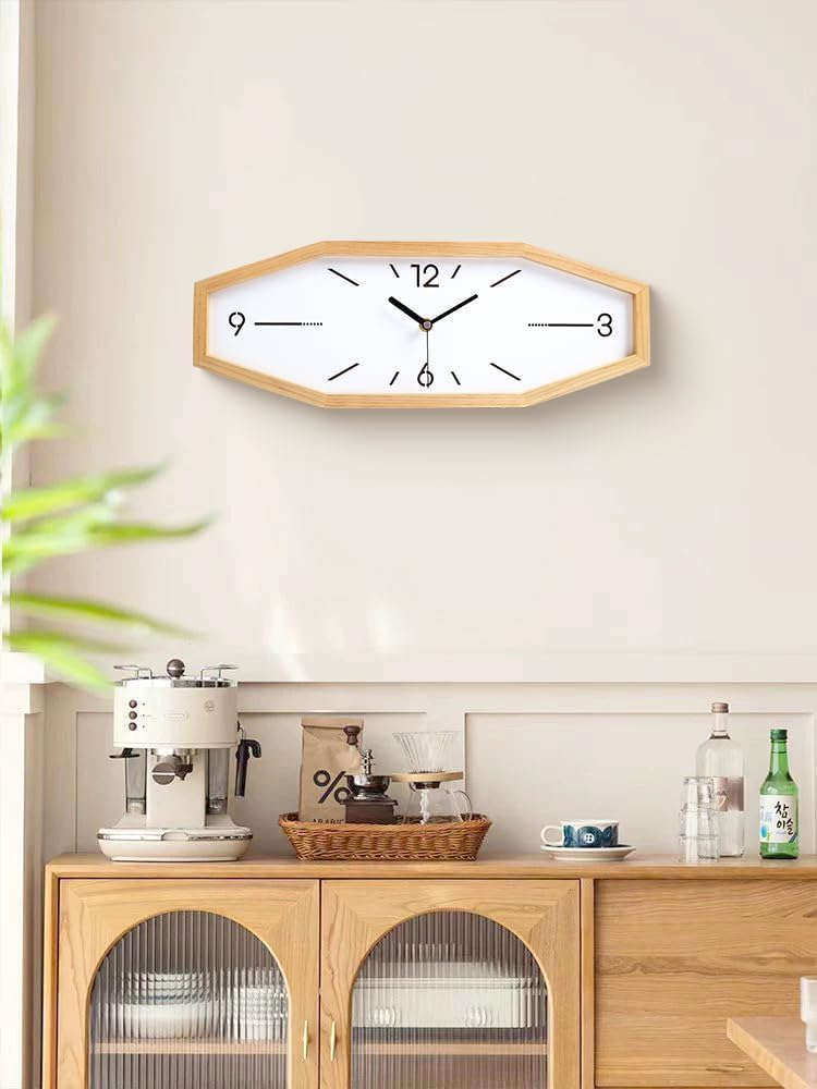 Wooden Retro Wall Clocks, 18 Inches Square Clocks Rectangular Wall Clock | Battery Operated Silent Non-Ticking, for