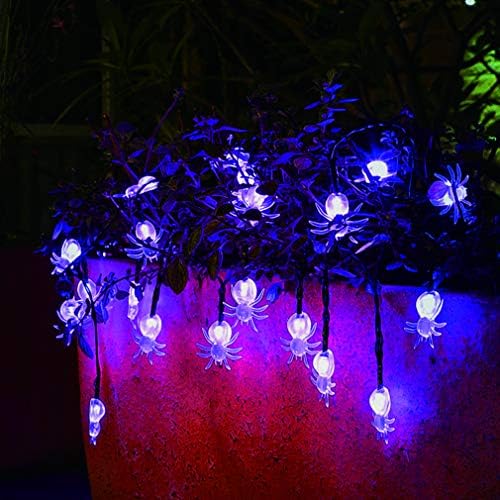 Solar Halloween String Lights,2 Pack 30 LED Spider Lights Each