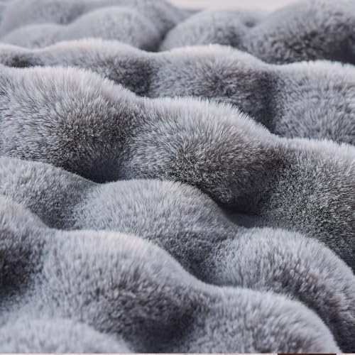 BENVWE Fluffy Faux Fur Throw Blanket for Couch, Soft Plush Thick Cozy Fuzzy Luxury Minky Bubble Blanket for Home Living