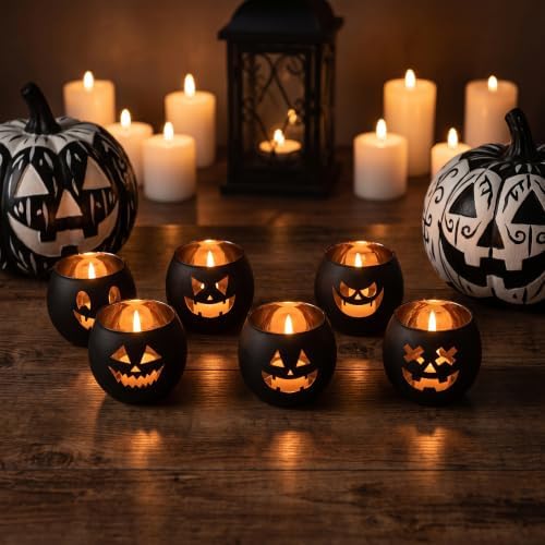 Halloween Tea Light Candle Holders Set of 6, Votive Candle Holders