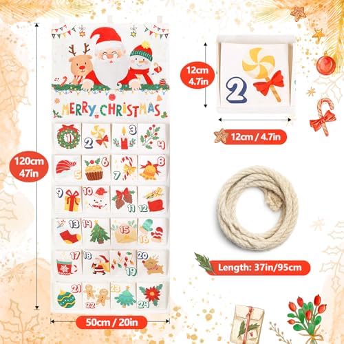 Naler Christmas Hanging Advent Calendar 2026 with 24 Pockets, 20 x 47in