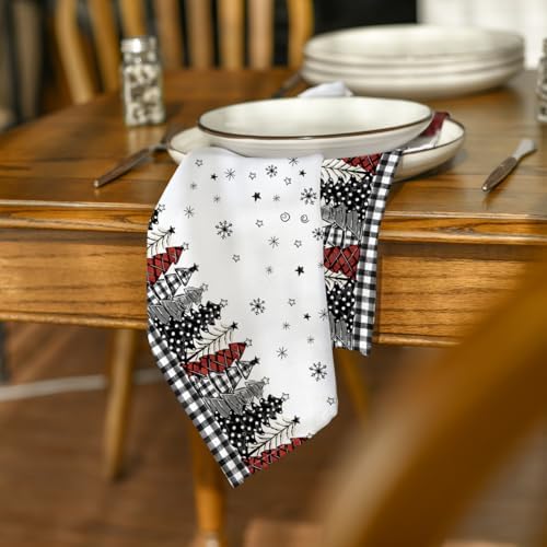 Horaldaily Christmas Trees Buffalo Cloth Napkins, Set of 8